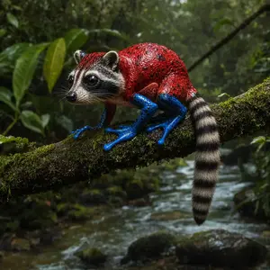Raccoon + Strawberry frog
